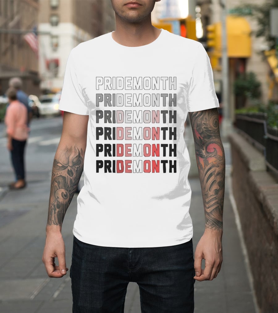 Pride Month Lesbian Flag Gradient Minimalist Rainbow DE Month T-Shirt