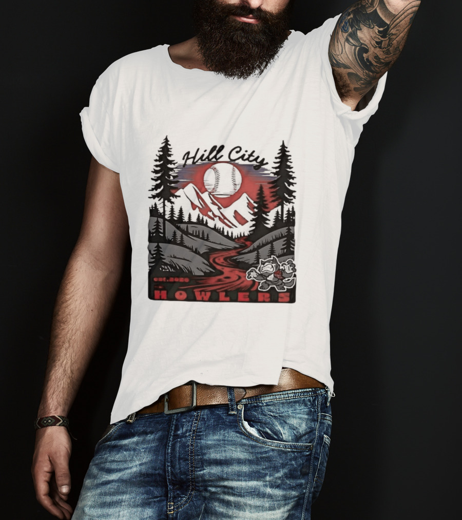 Hill City Howlers Est 2020 Mountain Pine Tree Forest Nature Sports T-Shirt