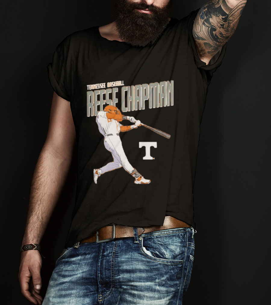 Tennessee Baseball Reese Chapman Swinging Action T-Shirt