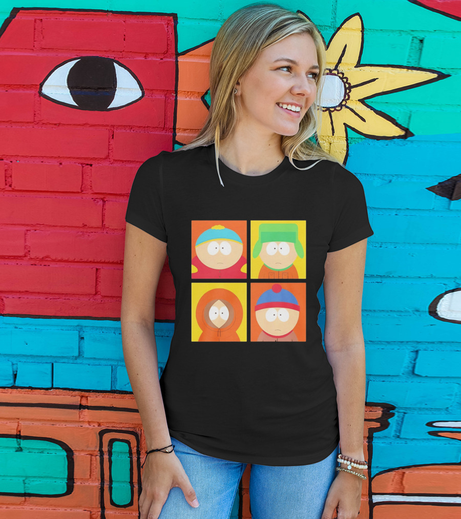 South Park Characters Cartman Kyle Kenny Stan Pop Blocks T-Shirt