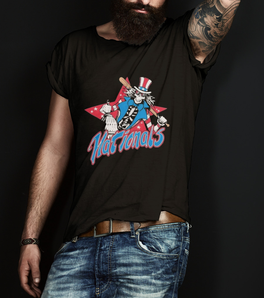Washington Nationals Grateful Dead Uncle Sam Star Baseball Collaboration T-Shirt