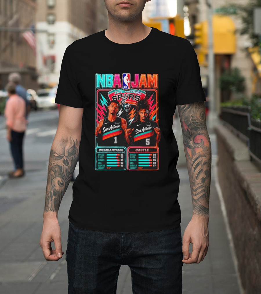 NBA Jam Wembanyama Castle San Antonio Spurs T-Shirt
