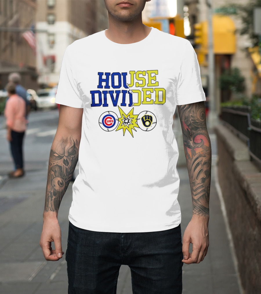 Chicago Cubs Vs Milwaukee Brewers Rivalry House Divided Fan Gear T-Shirt