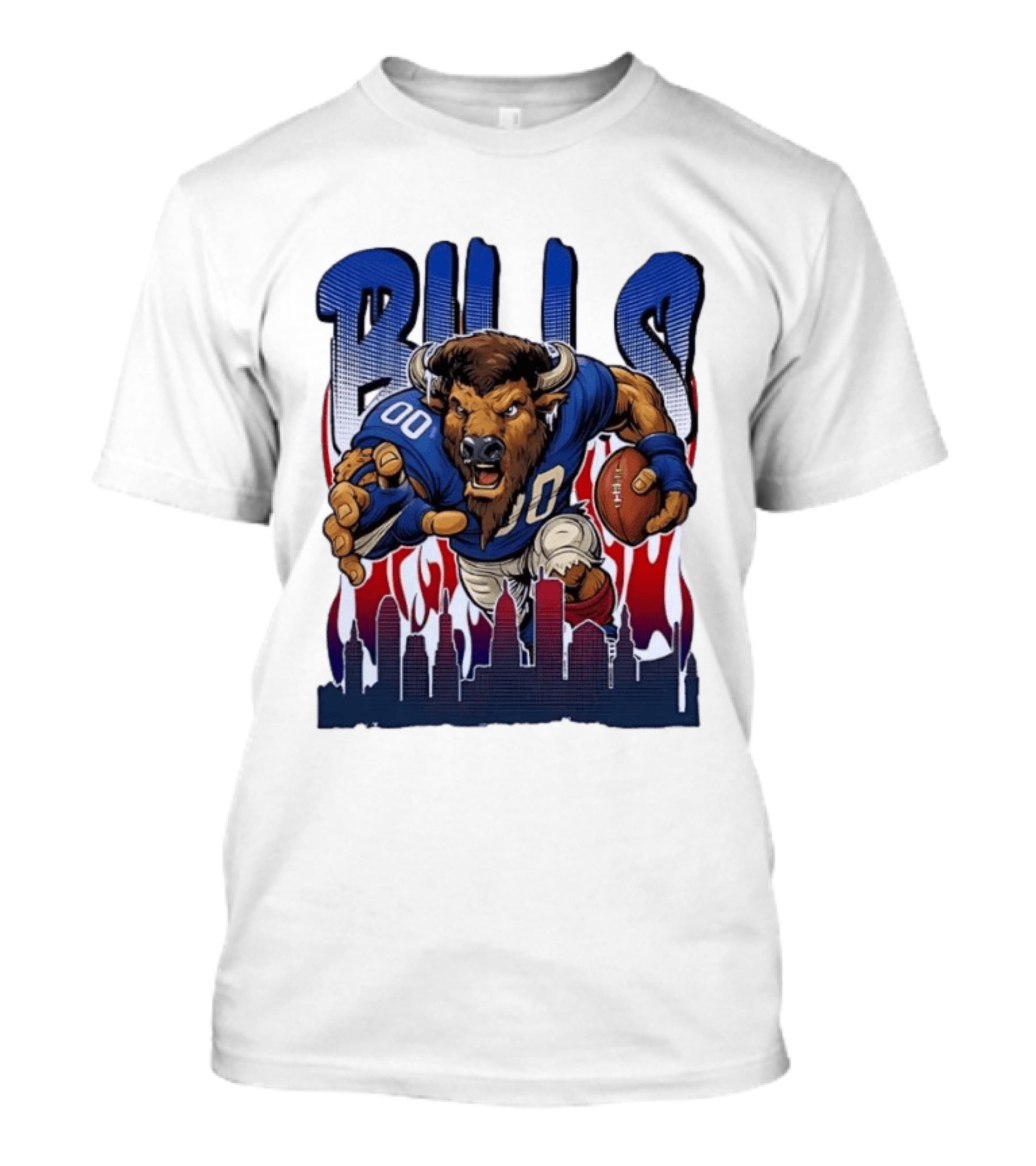 Buffalo Bills Football Running Buff City Skyline T-Shirt