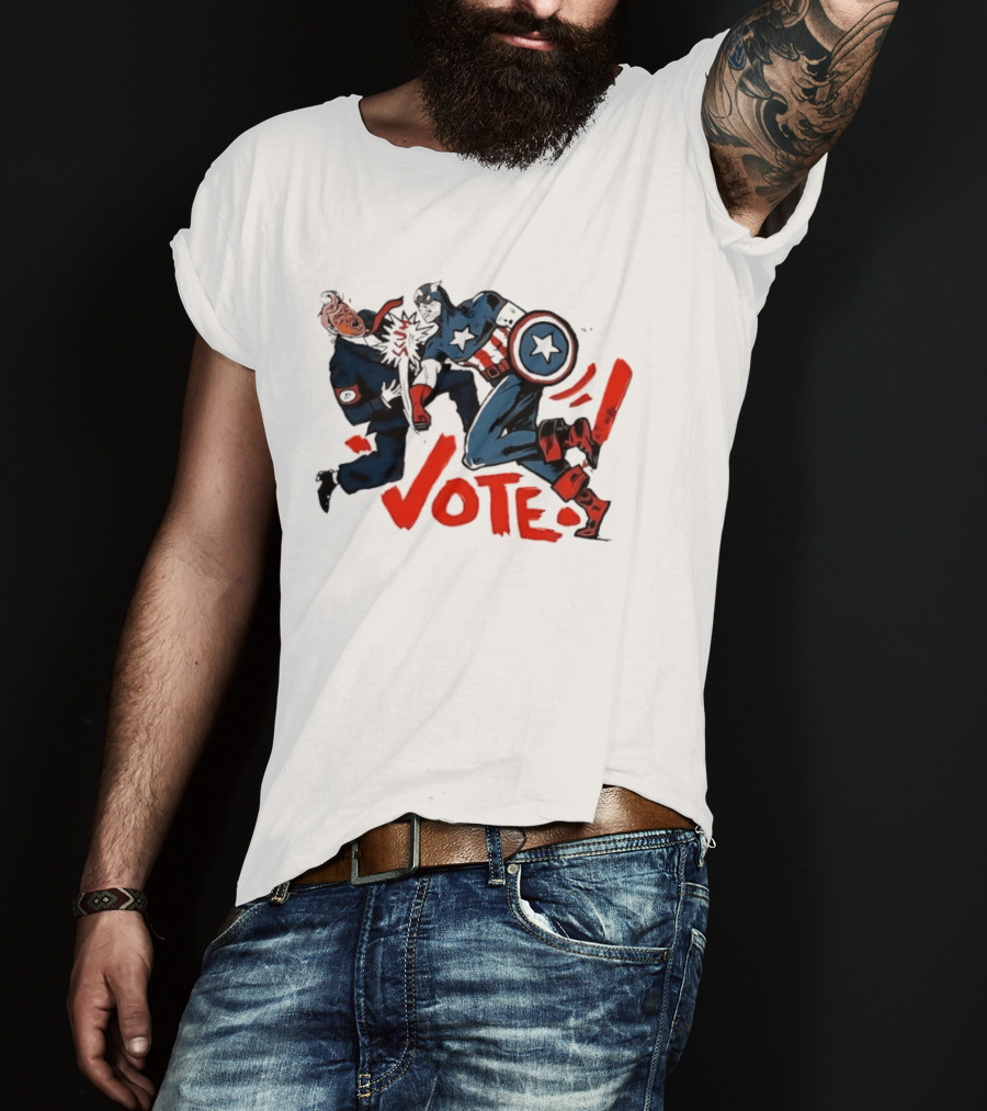 Captain America Punch Donald Trump Vote Comic T-Shirt