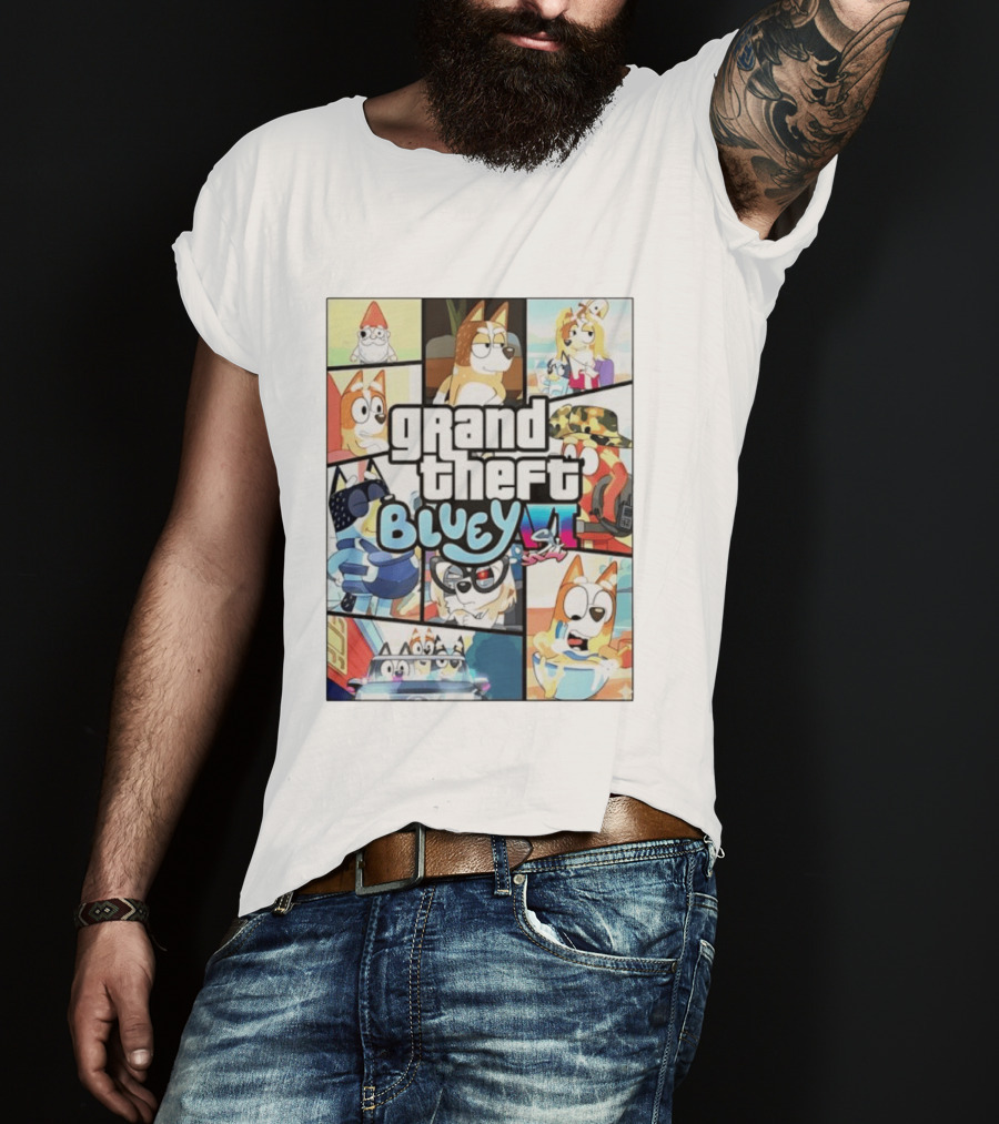 Grand Theft Bluey Funny Cartoon T-Shirt