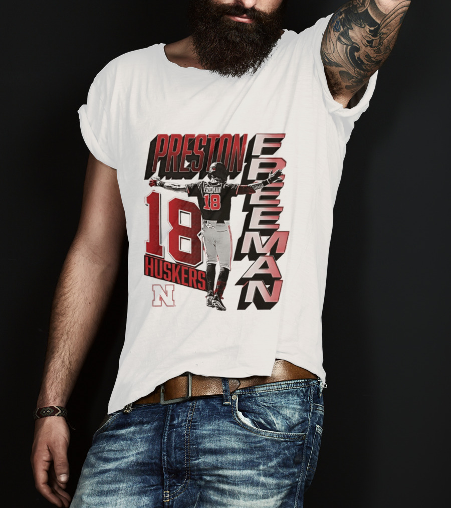 Preston Freeman 18 Huskers Nebraska Football Player T-Shirt