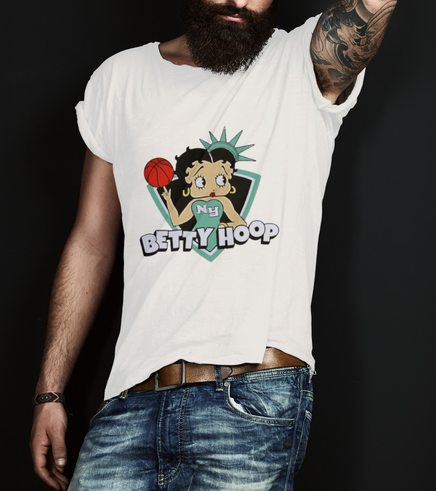 New York Liberty Betty Hoop Basketball Character NY Statue Of Liberty Crown T-Shirt