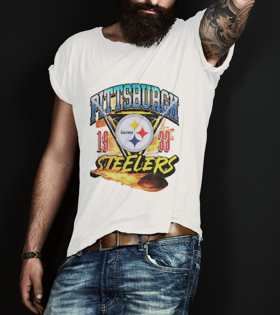 Pittsburgh Steelers 1933 Football Flame T-Shirt