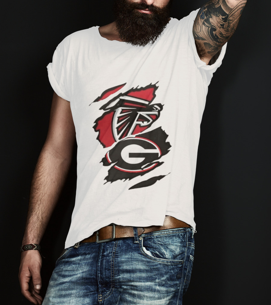 Atlanta Falcons Georgia Bulldogs Sports Team Graphic Rip T-Shirt
