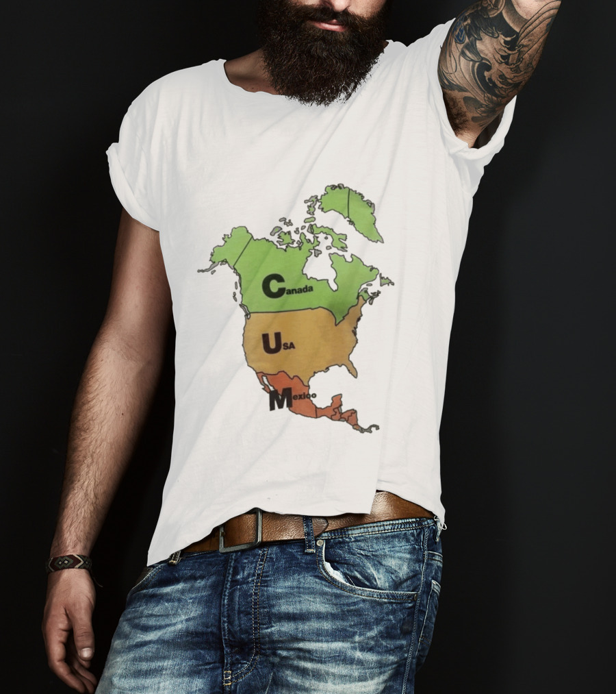 North America Map Canada USA Mexico Geography Continent Country T-Shirt