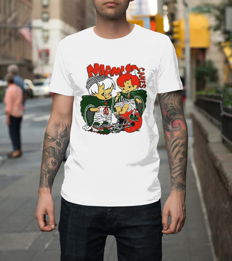 Miami Hurricanes MIAMI CANES Pebbles Bamm Bamm Flintstones NCAA T-Shirt