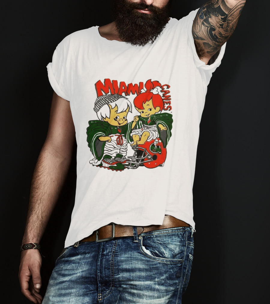 Miami Hurricanes MIAMI CANES Pebbles Bamm Bamm Flintstones NCAA T-Shirt