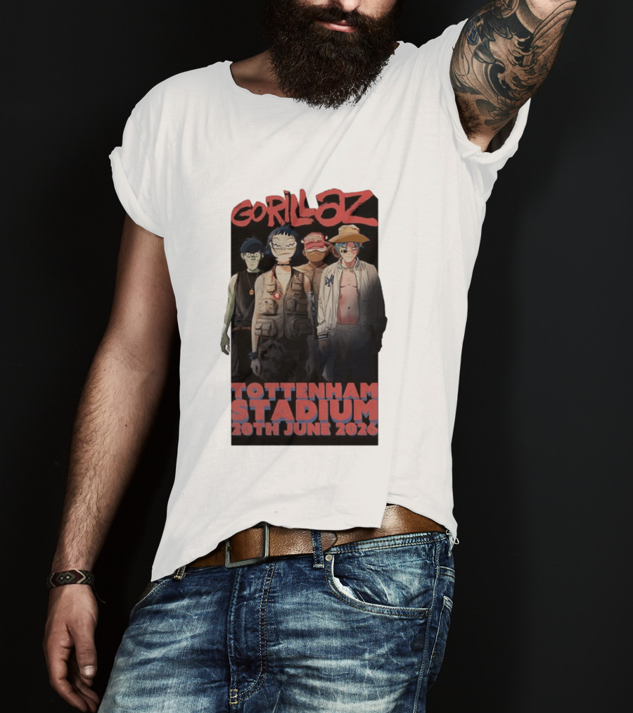 Gorillaz 2026 Tottenham Stadium London Concert 20th June T-Shirt