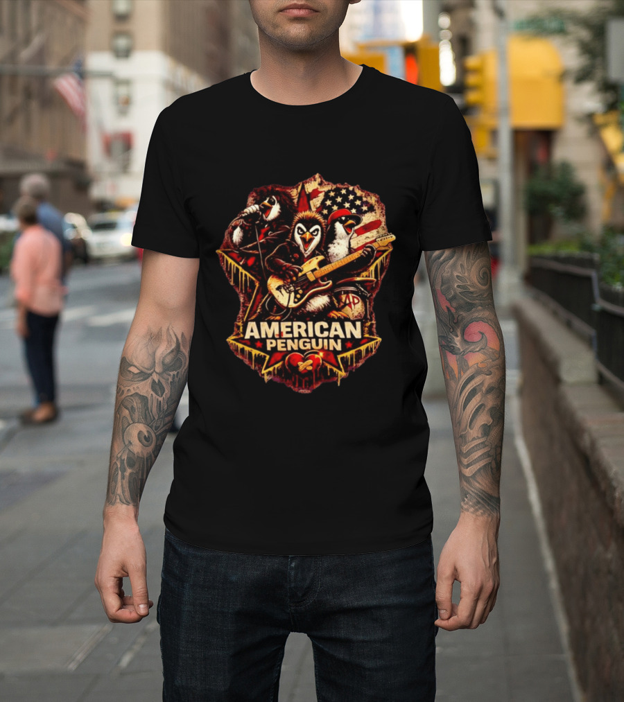 American Penguin Rock Band Stars And Stripes T-Shirt