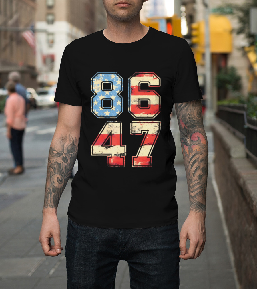 Anti ICE Subtle FDT Democrat 8647 American Flag Numbers T-Shirt