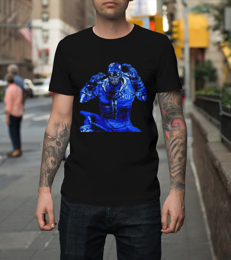 Cyberpunk Demon NDI Blue Warrior T-Shirt