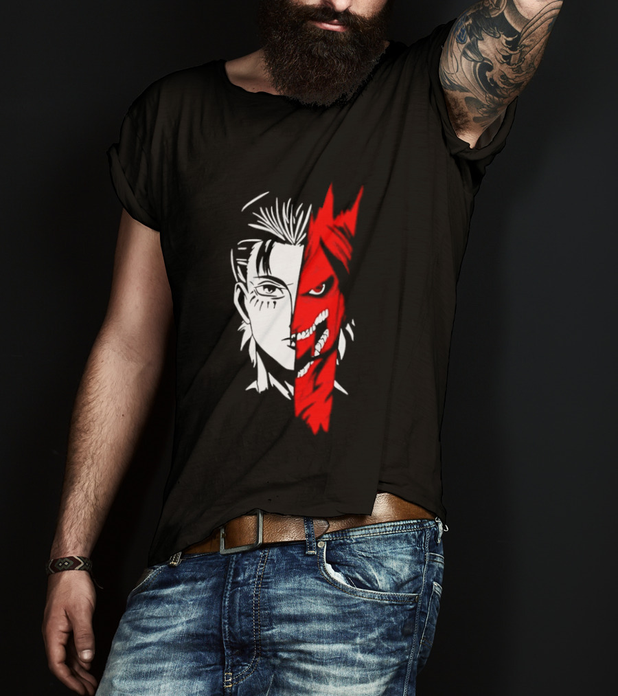 Eren Yeager Attack Titan Split Face The Rumbling 2026 Anime Manga T-Shirt