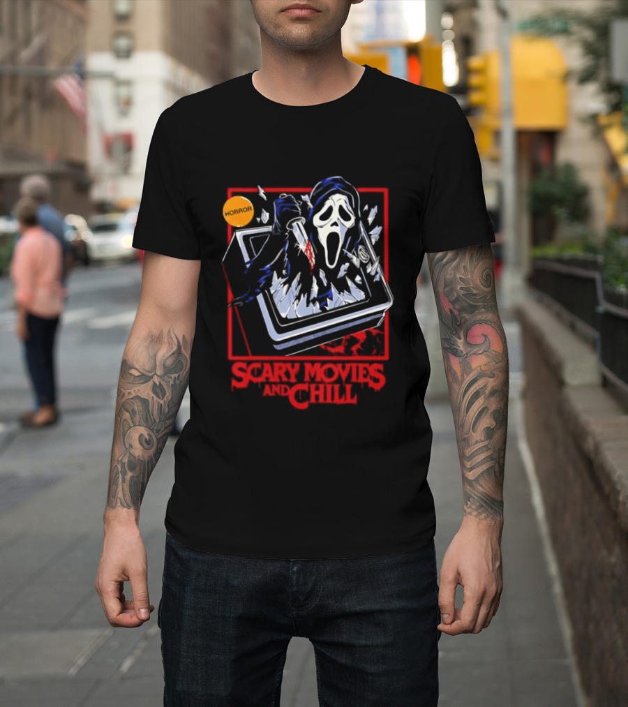Ghostface Scream Horror Movie Breaking TV Scary Movies And Chill 2026 T-Shirt