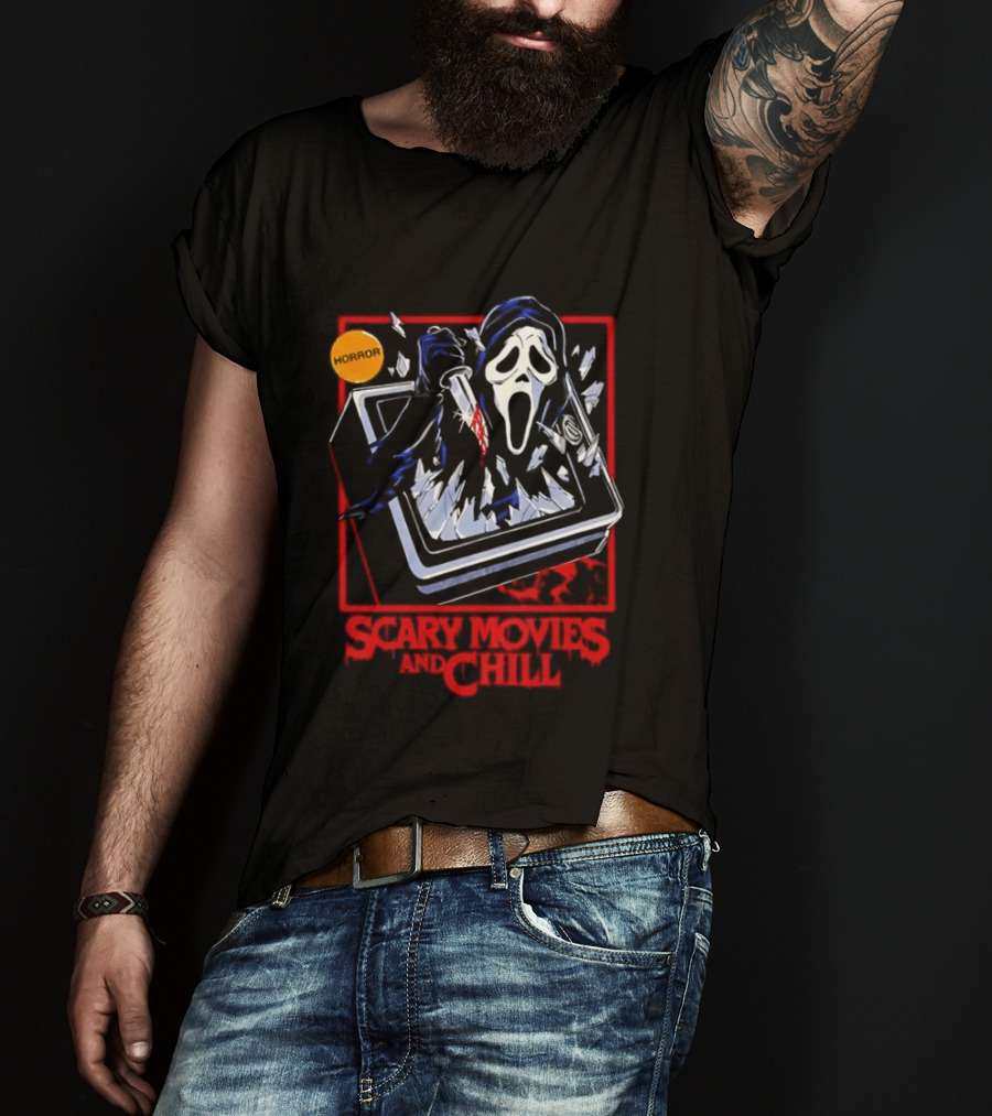 Ghostface Scream Horror Movie Breaking TV Scary Movies And Chill 2026 T-Shirt