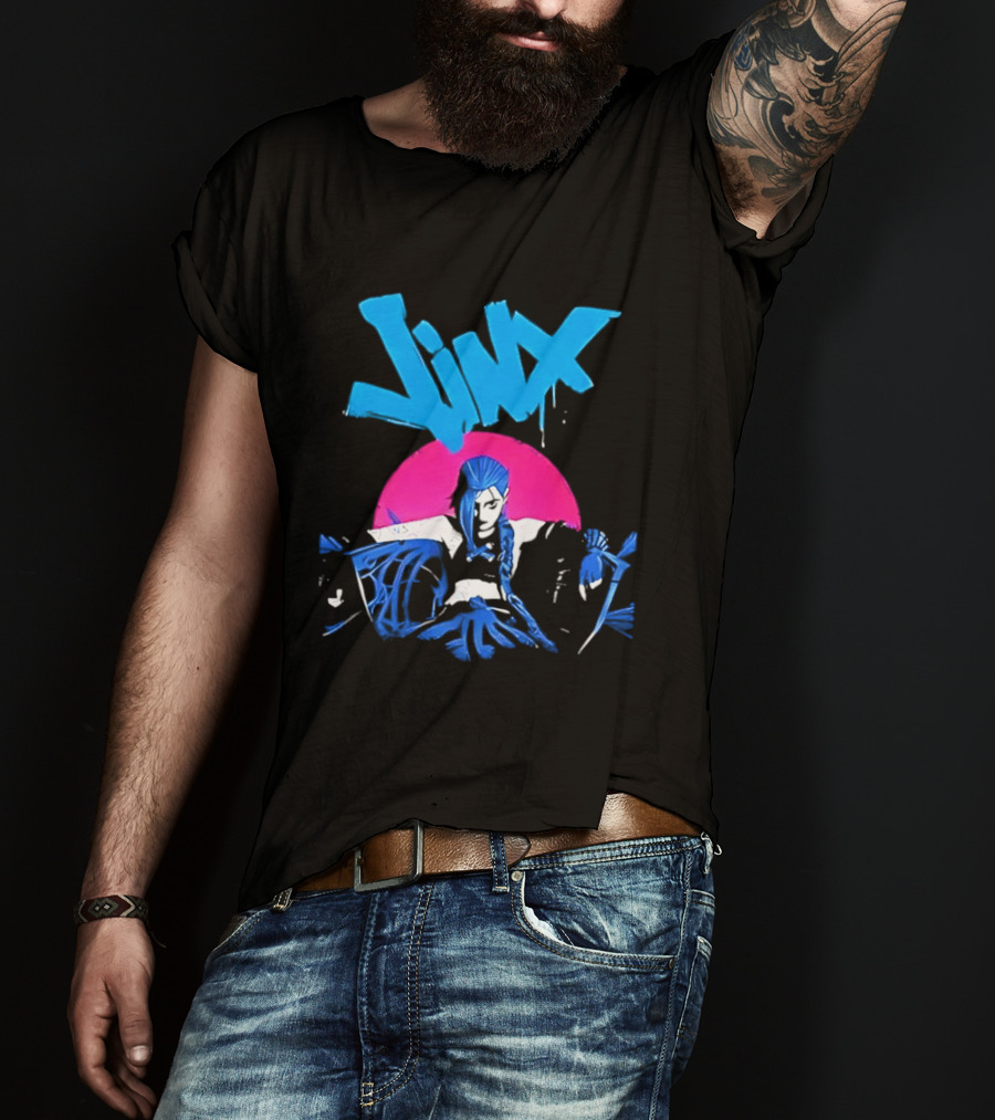 Jinx Blue Hair Graffiti Unleashed Power Arcane League Of Legends 2026 Season 2 Anticipation T-Shirt