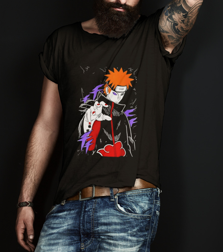 Naruto Shippuden Pain Akatsuki Rinnegan Almighty Push Anime 2026 Trend T-Shirt