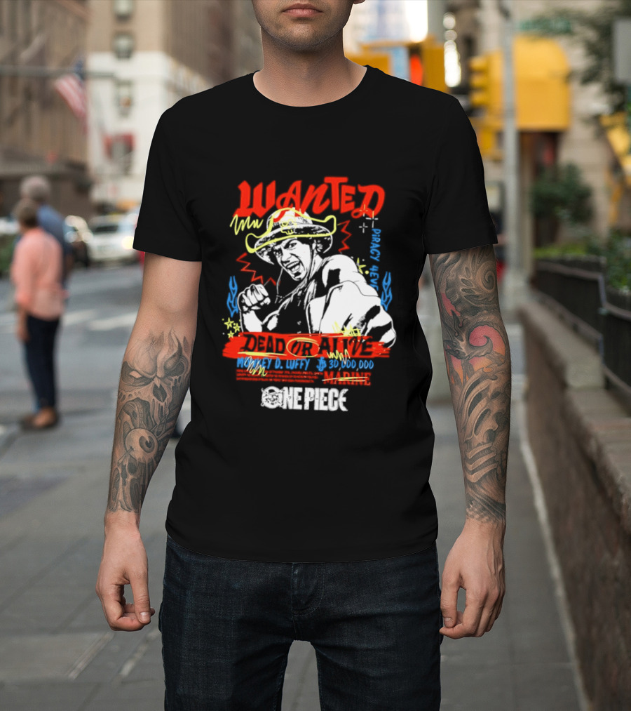 One Piece Monkey D. Luffy Wanted Dead Or Alive 30 Million Berries Bounty Straw Hat Pirate 2026 T-Shirt
