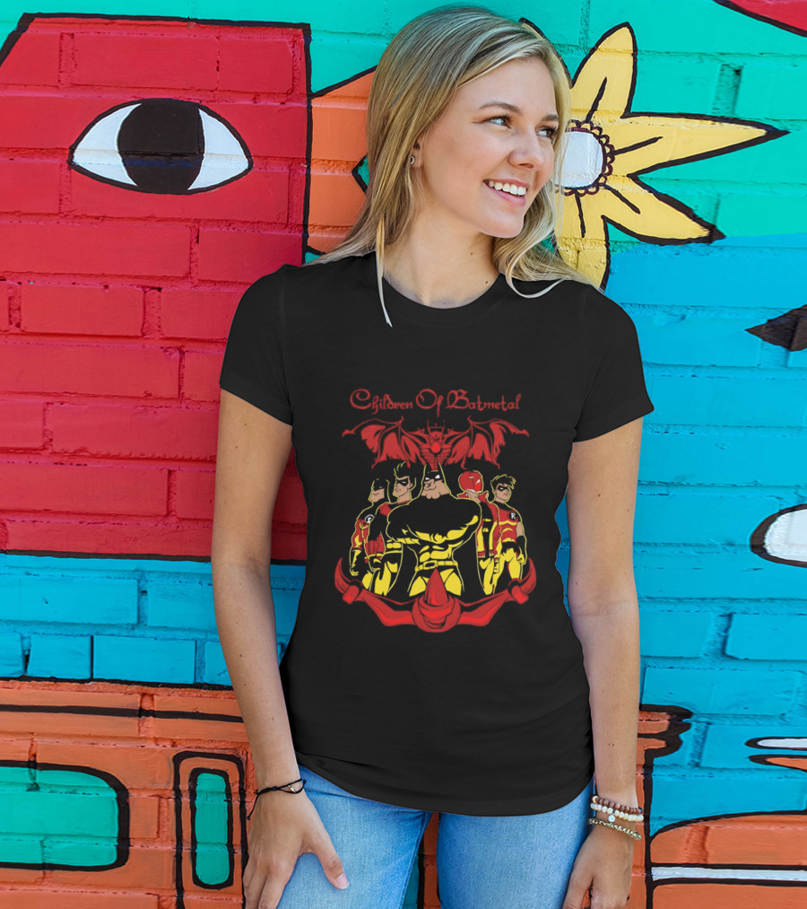 Children Of Batmetal Batman Robins Heavy Metal Characters Demonic Bat T-Shirt