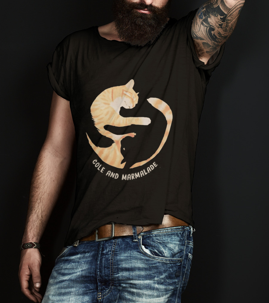 Cole And Marmalade Cats Yin Yang Pet Lovers Circle Harmony T-Shirt
