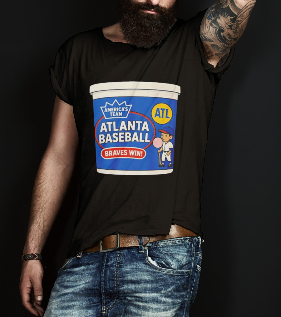 Braves Win America's Team Atlanta Baseball ATL Bubble Gum Crown T-Shirt