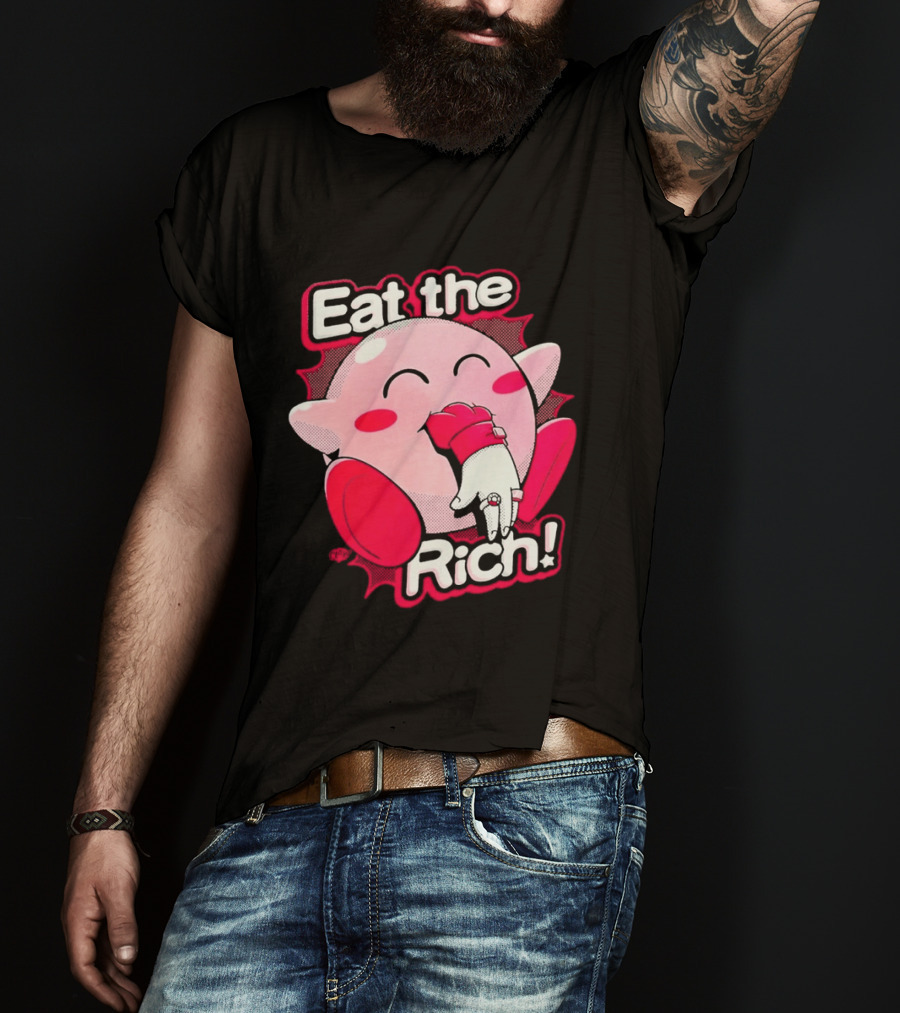 Eat The Rich Pink Character Eating Playful T-Shirt