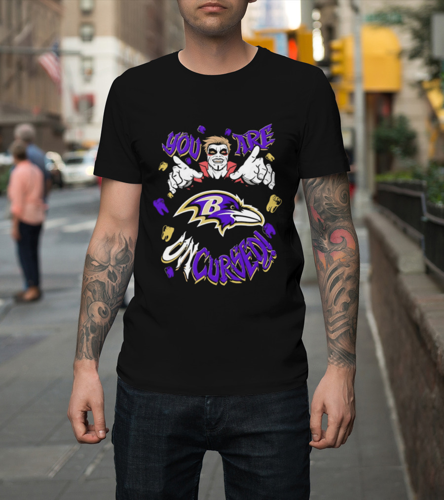 WWE Danhausen Baltimore Ravens Vampire Halloween You Are On Cursed T-Shirt