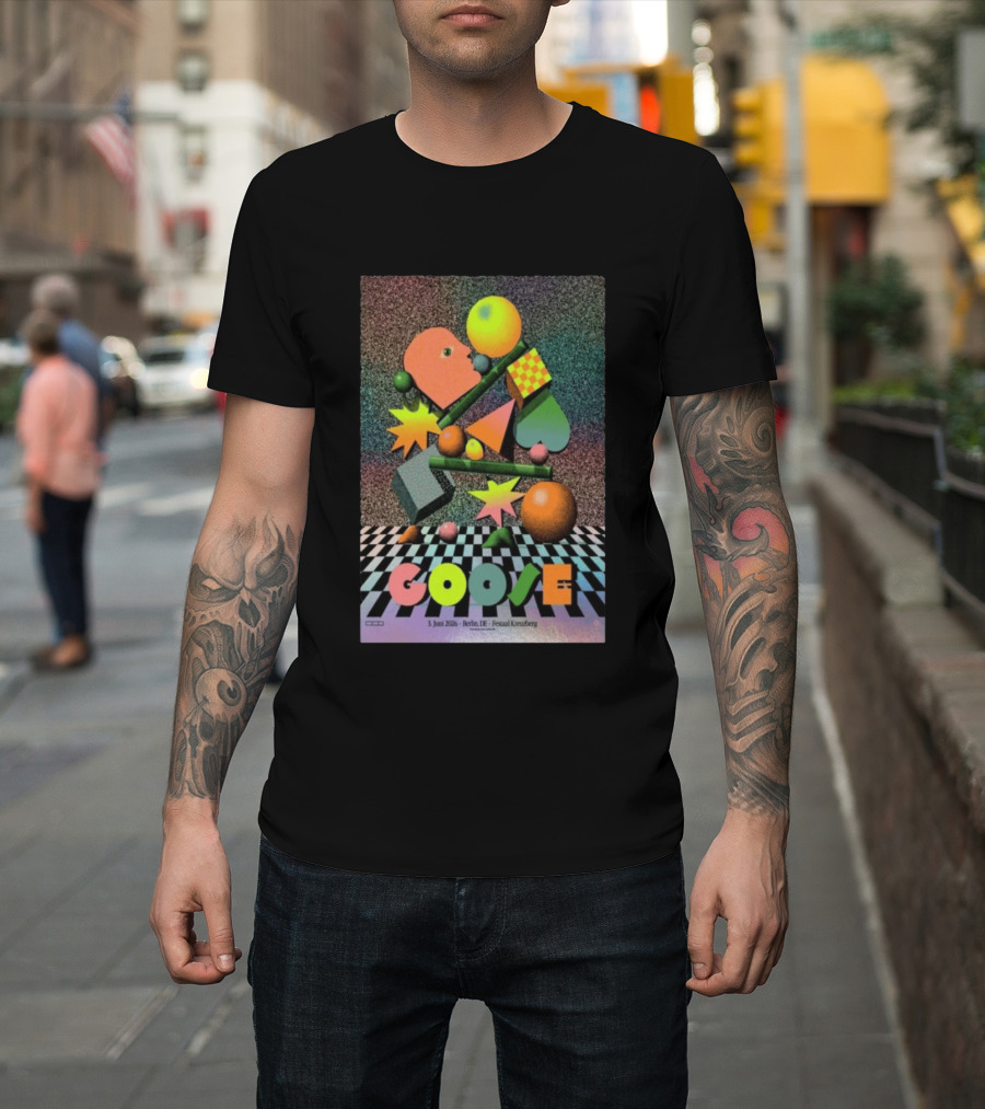 Goose 3 Juni 2026 Berlin Deutschland Festsaal Kreuzberg 3D Geometric Shapes Checkerboard T-Shirt
