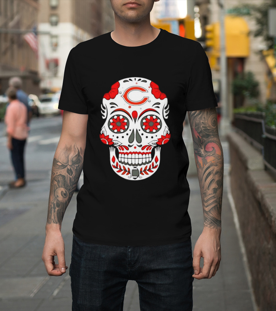 Chicago Bears Dia De Los Muertos Sugar Skull C T-Shirt