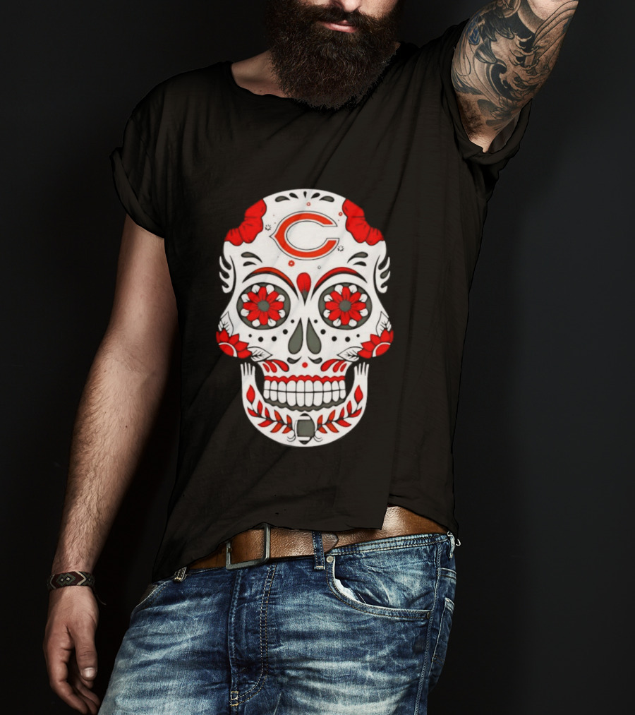Chicago Bears Dia De Los Muertos Sugar Skull C T-Shirt