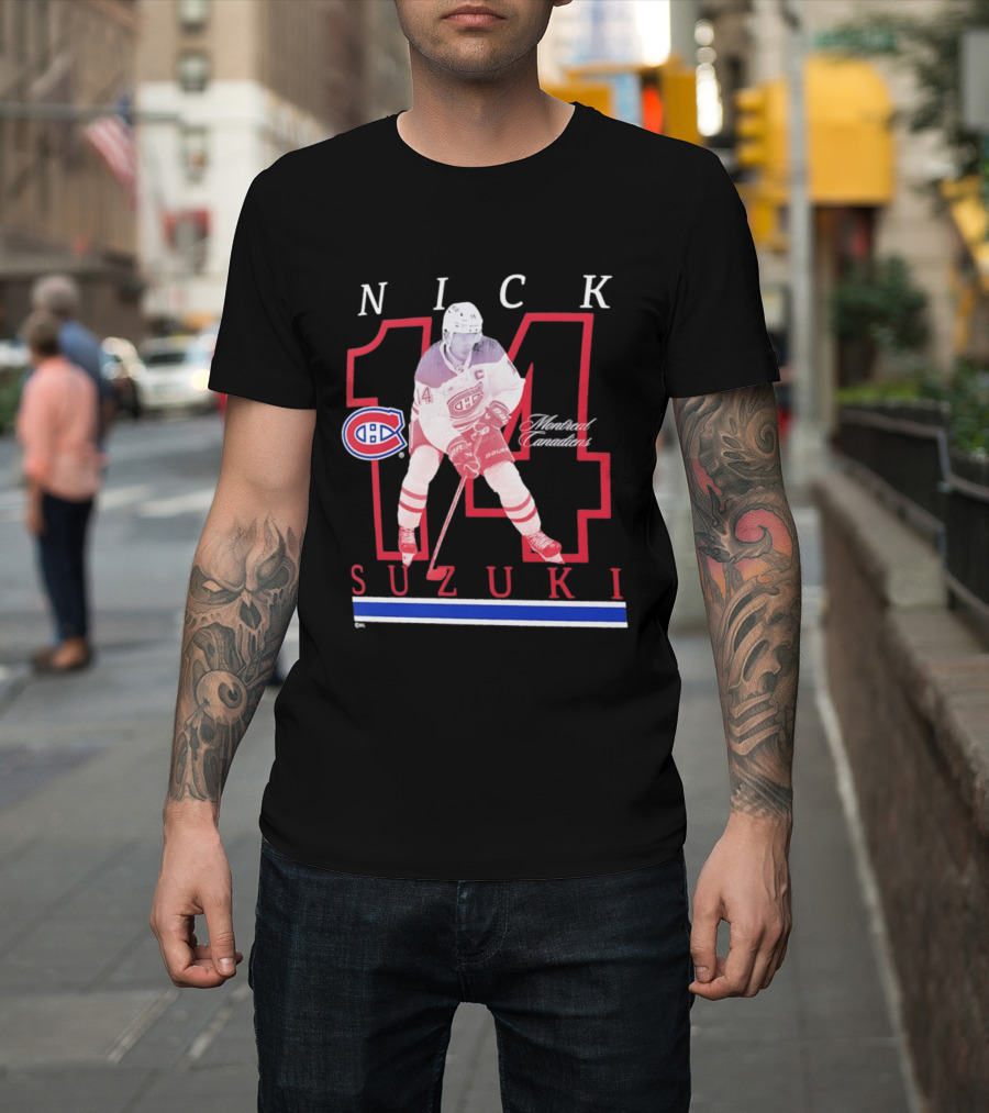 Nick Suzuki 14 Montreal Canadiens Captain Hockey T-Shirt