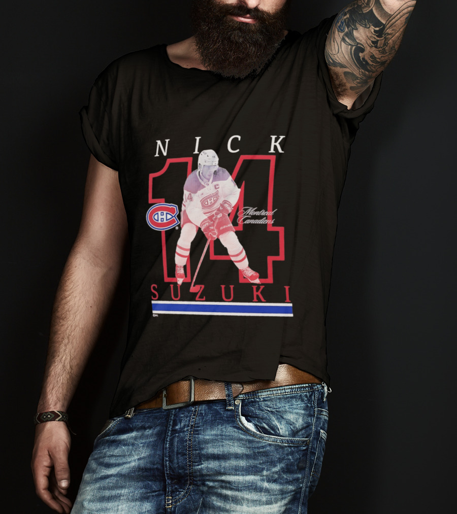 Nick Suzuki 14 Montreal Canadiens Captain Hockey T-Shirt