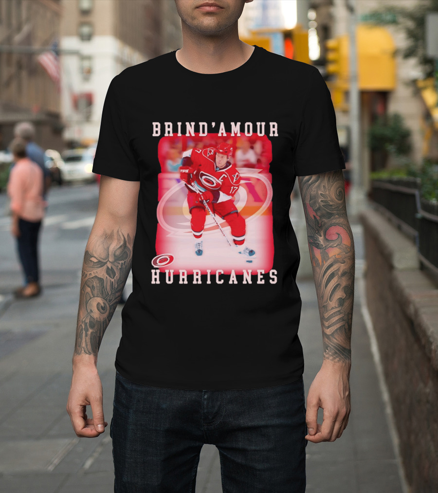 Brind'Amour Hurricanes Number 17 Captain Hockey Player T-Shirt