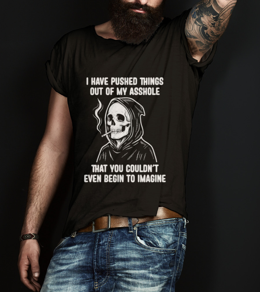 Skeleton Grim Reaper Smoking Dark Humor Sarcastic T-Shirt