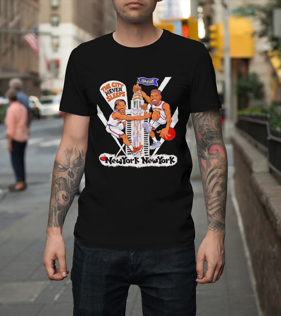 New York Knicks Jalen Brunson Josh Hart The City Never Sleeps Skyscraper Energy T-Shirt