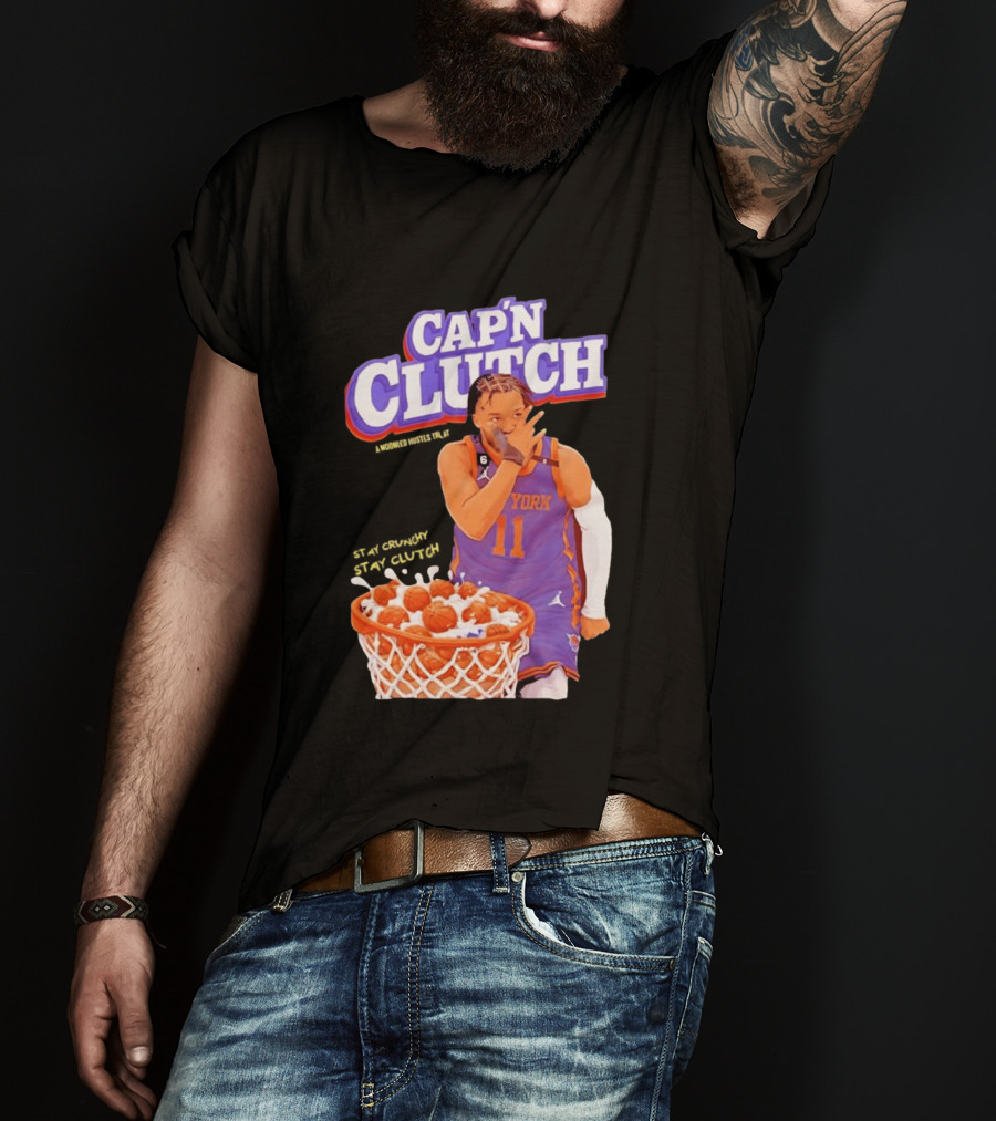 New York Knicks Jalen Brunson Capn Clutch Basketball Cereal Stay Crunchy T-Shirt