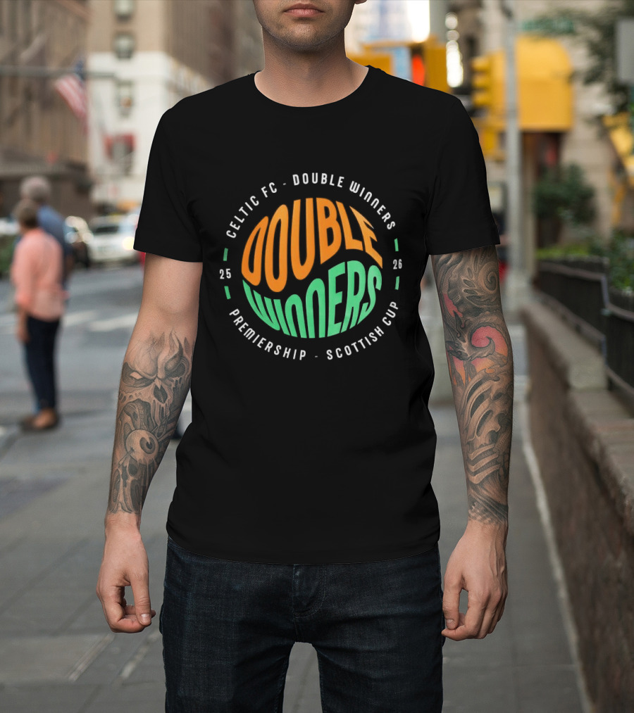 Celtic FC Double Winners 2026 Premiership Scottish Cup T-Shirt