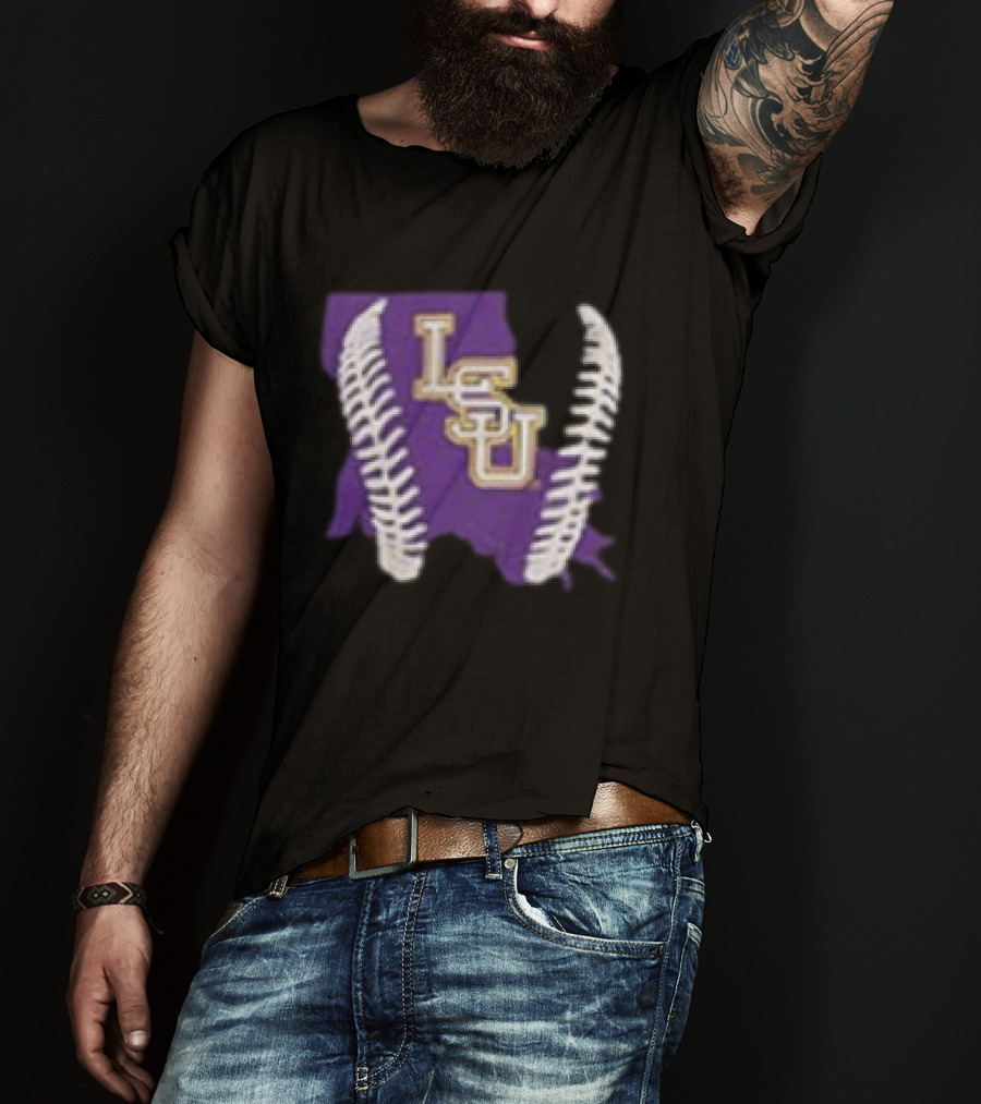 LSU Tigers 2026 Purple Baseball LSU Shape T-Shirt