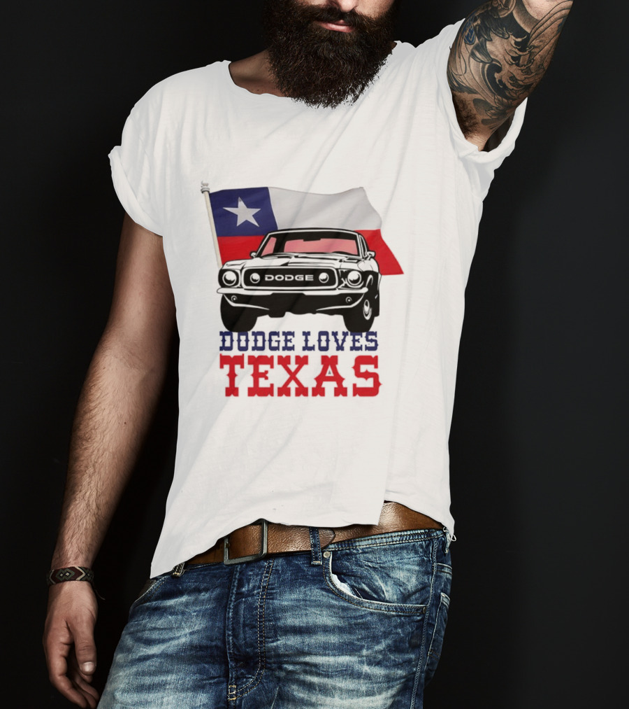 Dodge Loves Texas State Flag Mustang T-Shirt