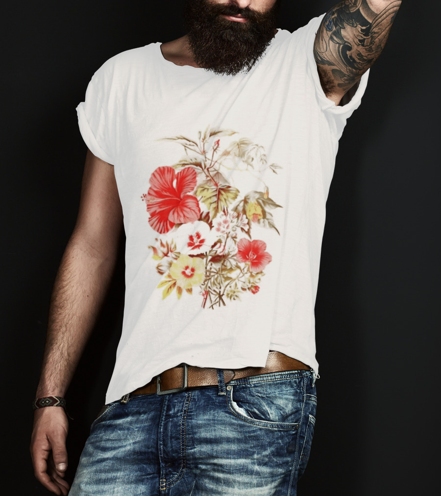 Hibiscus Mallow Cotton Floral Blossoms T-Shirt