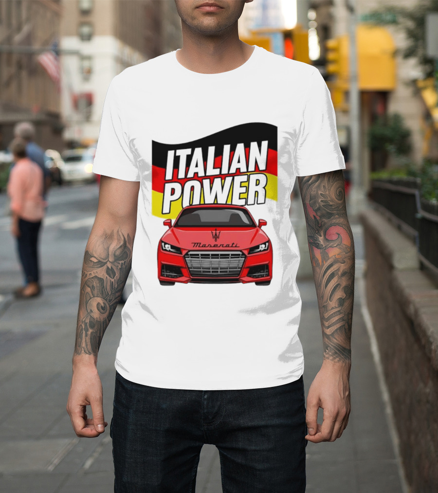 Maserati Italian Power German Flag Car T-Shirt