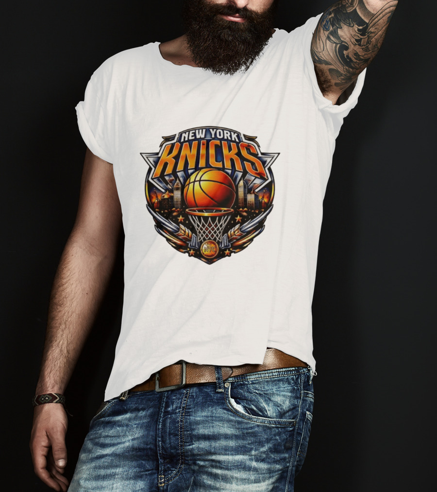 New York Knicks Basketball NYC Skyline Hoops T-Shirt