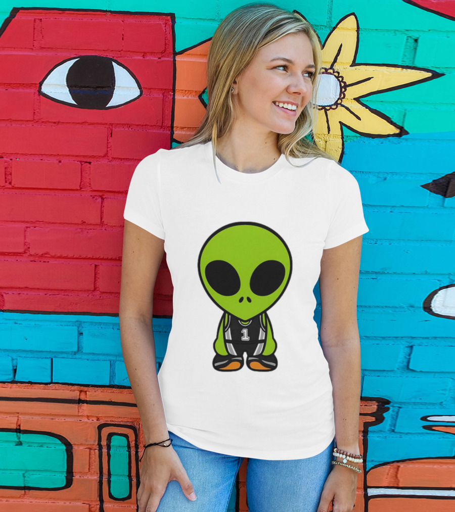 Alien Victor Wembanyama Cartoon Basketball Number 1 T-Shirt
