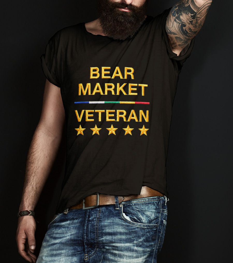 Bear Market Veteran Embroidered Text And Stars T-Shirt