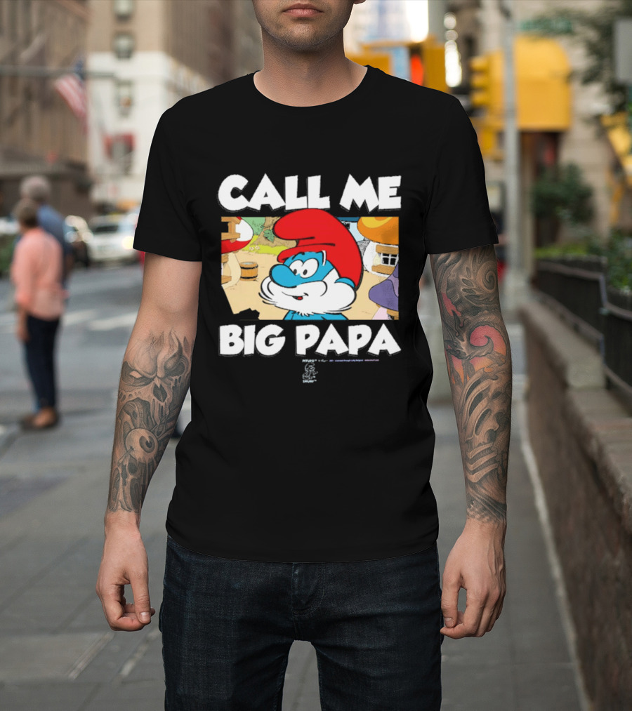 Call Me Big Papa Smurf Iconic Cartoon Character Scene T-Shirt